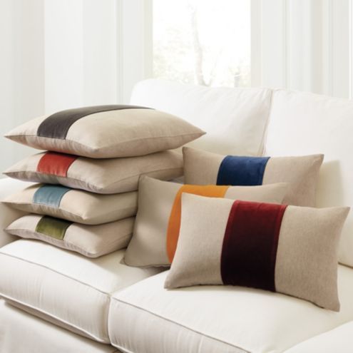 Velvet Wide Striped Linen Throw Pillow | Ballard Designs, Inc.