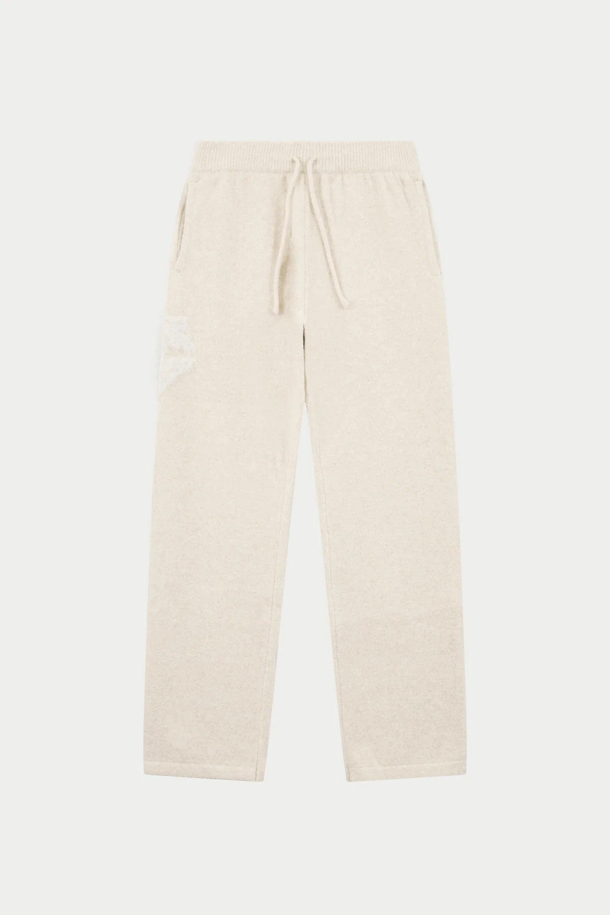 MONOGRAM FLUFFY KNIT JOGGERS - BEIGE | The Couture Club