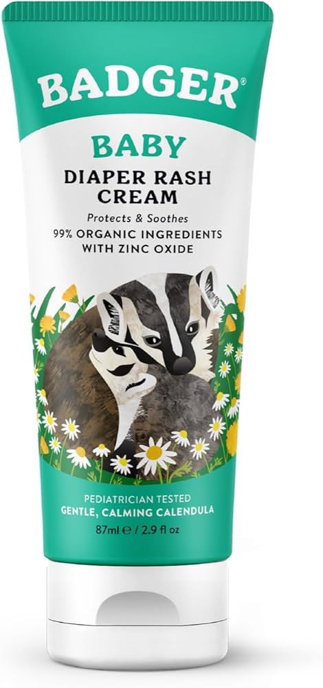 Badger - Zinc Oxide Diaper Cream, Calendula with Beeswax & Sunflower, Diaper Rash Cream, Organic ... | Amazon (US)