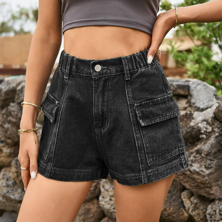 Gifts for Mom Savings! Hrsba Women's Denim Shorts Plus Size Shorts for Women Casual Comfortable W... | Walmart (US)