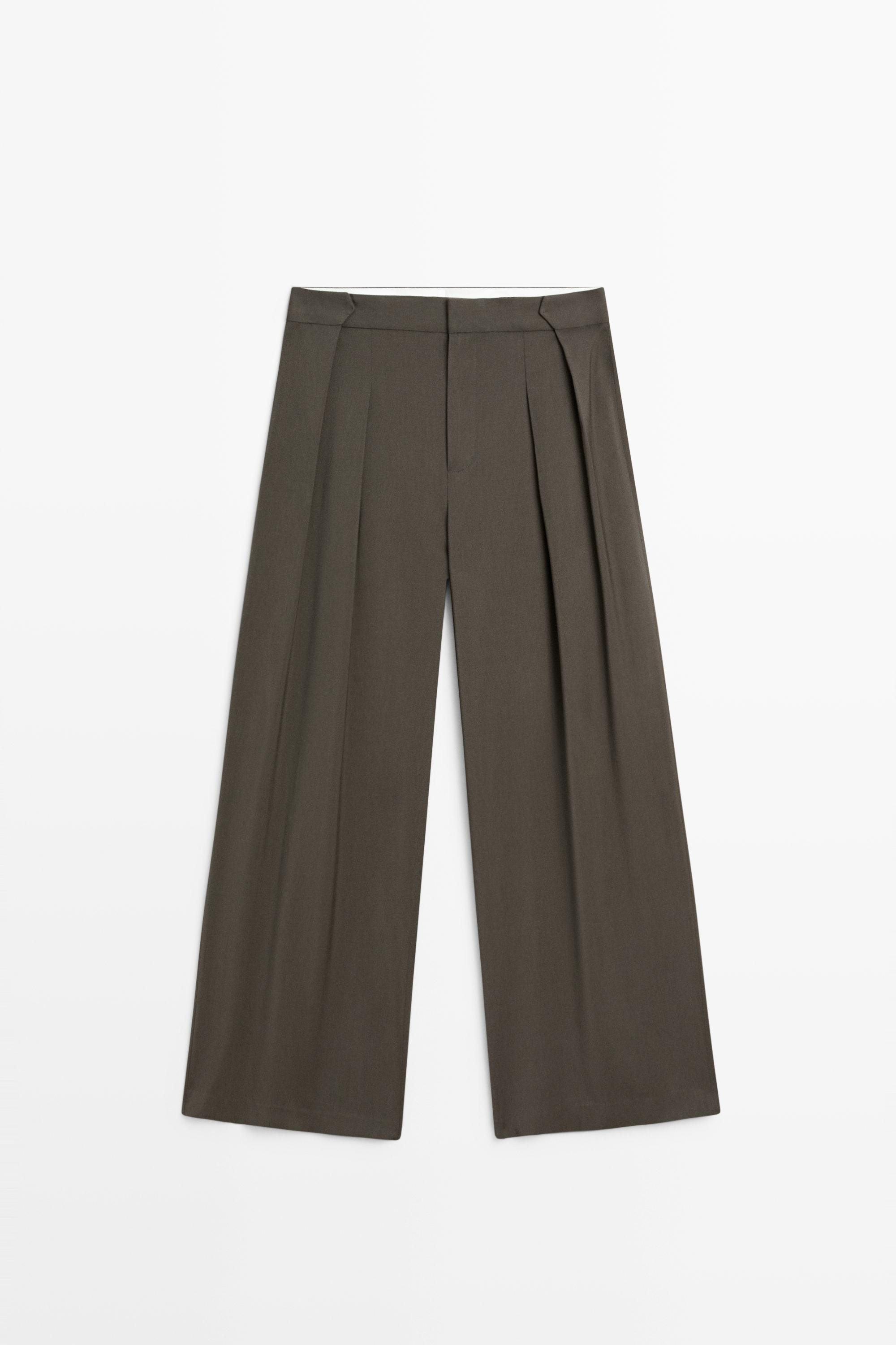 Flowing wide-leg pants with pleats | Massimo Dutti US