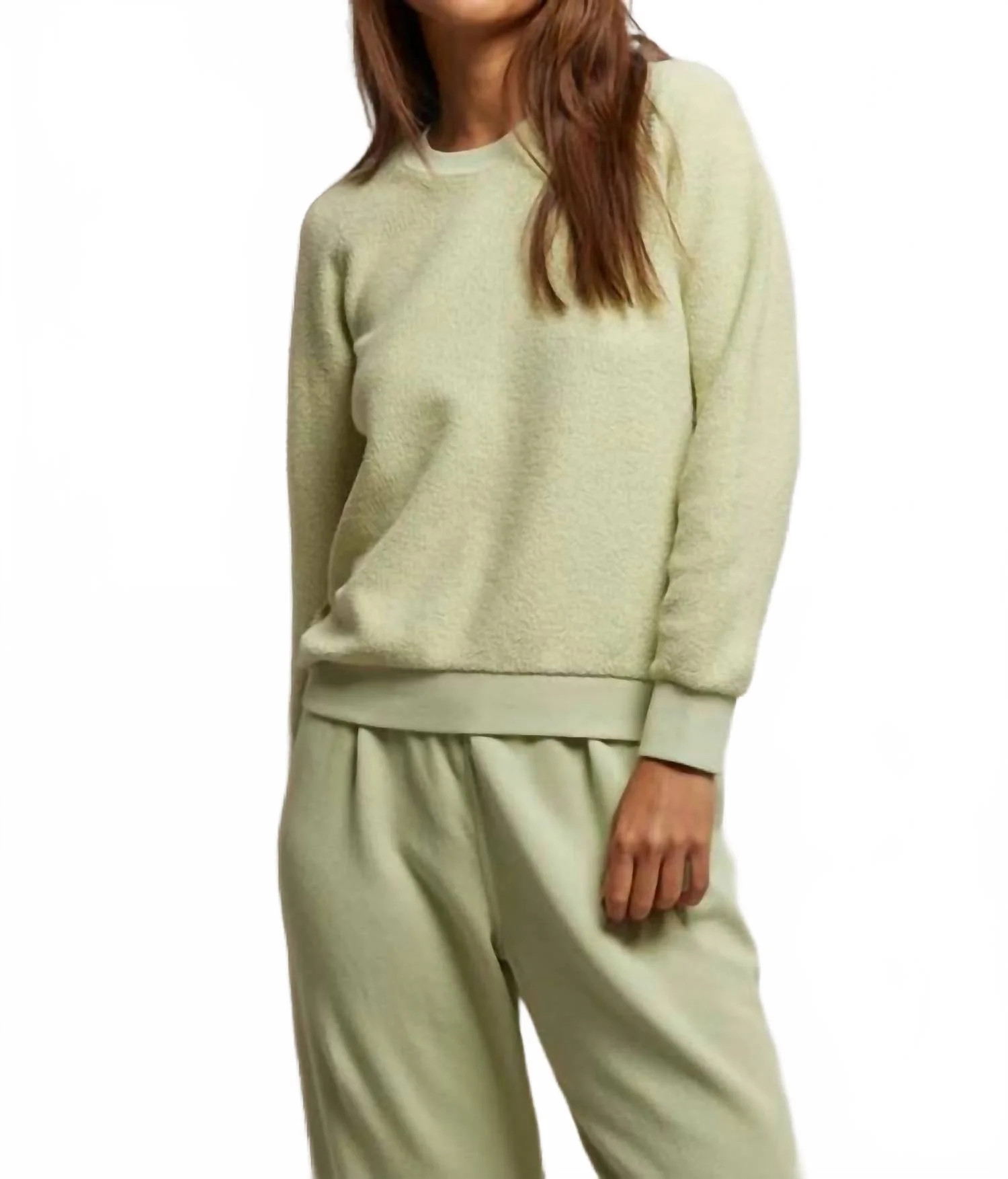 Ziggy Reverse Fleece Sweatshirt In Pistachio | Shop Simon