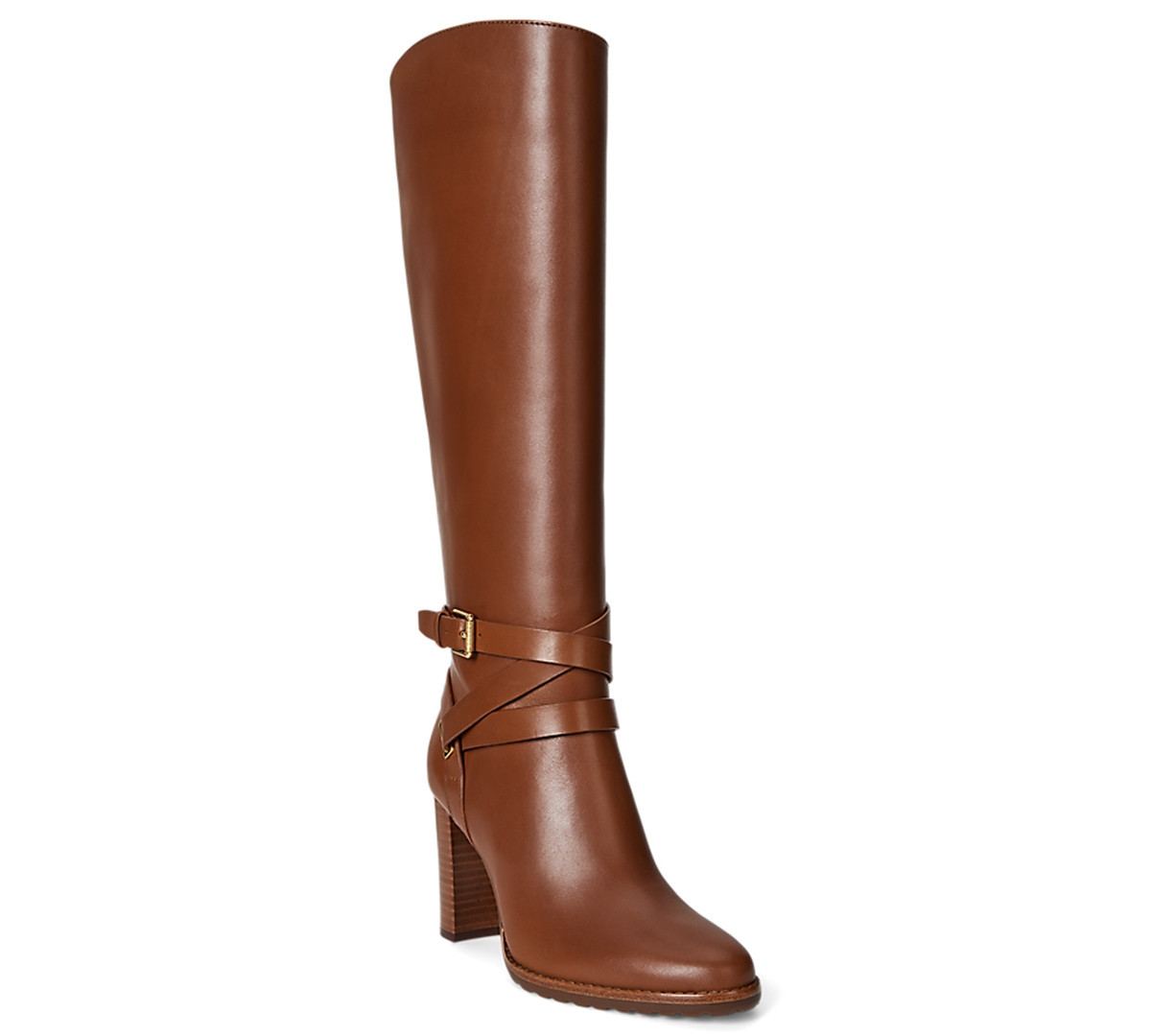 Lauren Ralph Lauren Women's Collins Stacked Heel Tall Boots - Lauren Tan | Macy's