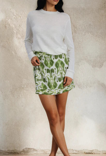Amaya Green Fiesta Print Short Skirt | Mi Golondrina