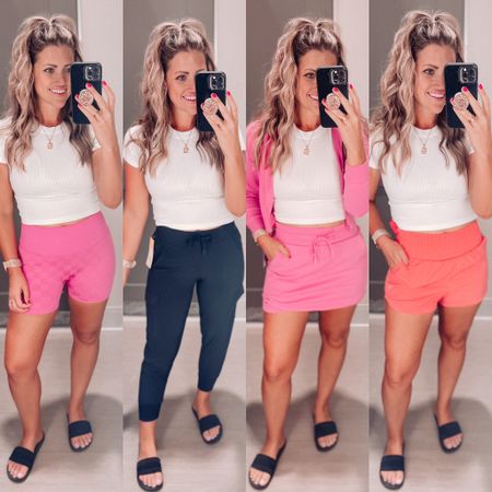 TARGET ACTIVEWEAR BOTTOMS MUST HAVES!!! I’m wearing a medium (up one) in the checkered bike shorts // S short in the cargo pants (my store had a *short length return and it was perfect for my 5’3 frame!) // size S skort & S hoodie — what a cute travel outfit!! // size S shorts // these are all SO GOOD!! Definitely must haves to beat the heat for athleisure wear comfy days and workouts!!


#LTKstyletip #LTKunder50 #LTKfit