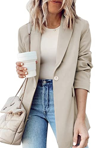 Dokotoo Womens 2023 Fashion Spring Lapel Collar Buttons Blazer Jackets for Women Business Casual | Amazon (US)