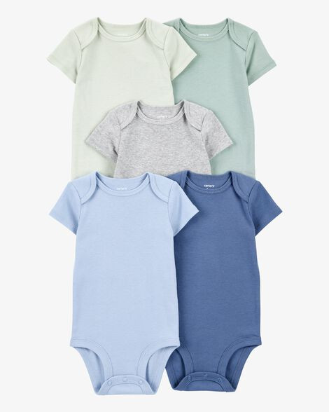 Baby Boy 5-Pack Solid Short-Sleeve Cotton Bodysuits | Carter's Inc