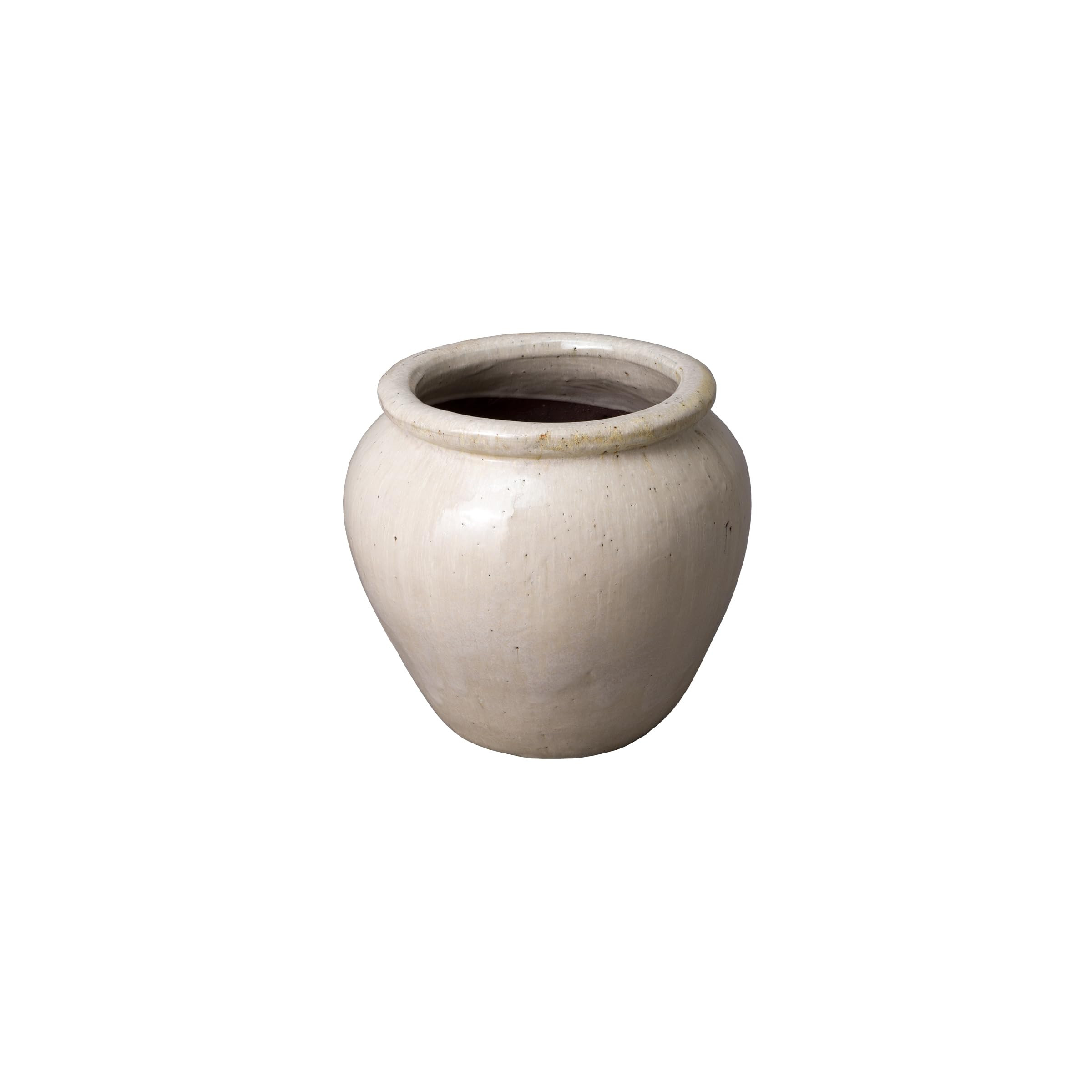 13 in. Distressed White Ceramic Round Planter (13 in. L x 13 in. W x 12.5 in. H) with Drainage Ho... | Amazon (US)