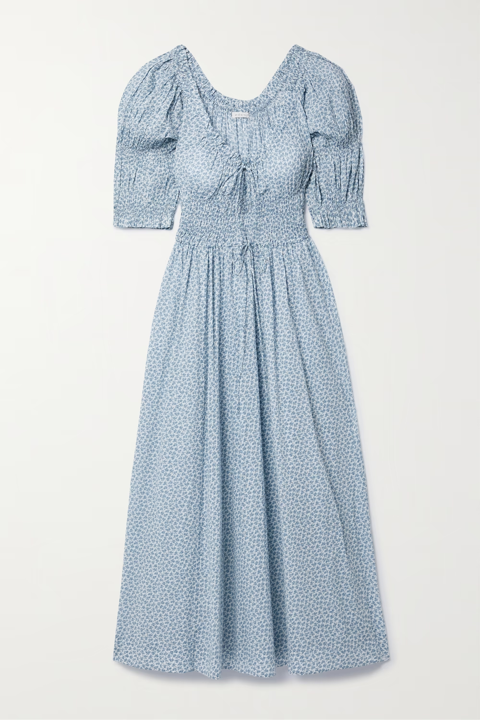 Ischia shirred floral-print organic cotton-voile maxi dress | NET-A-PORTER (UK & EU)