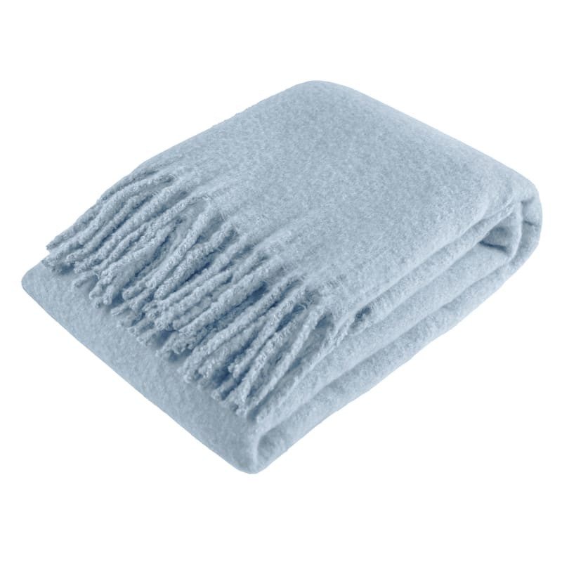 Grey Faux Mohair Throw Blanket with Fringe, 50x60 | At Home
