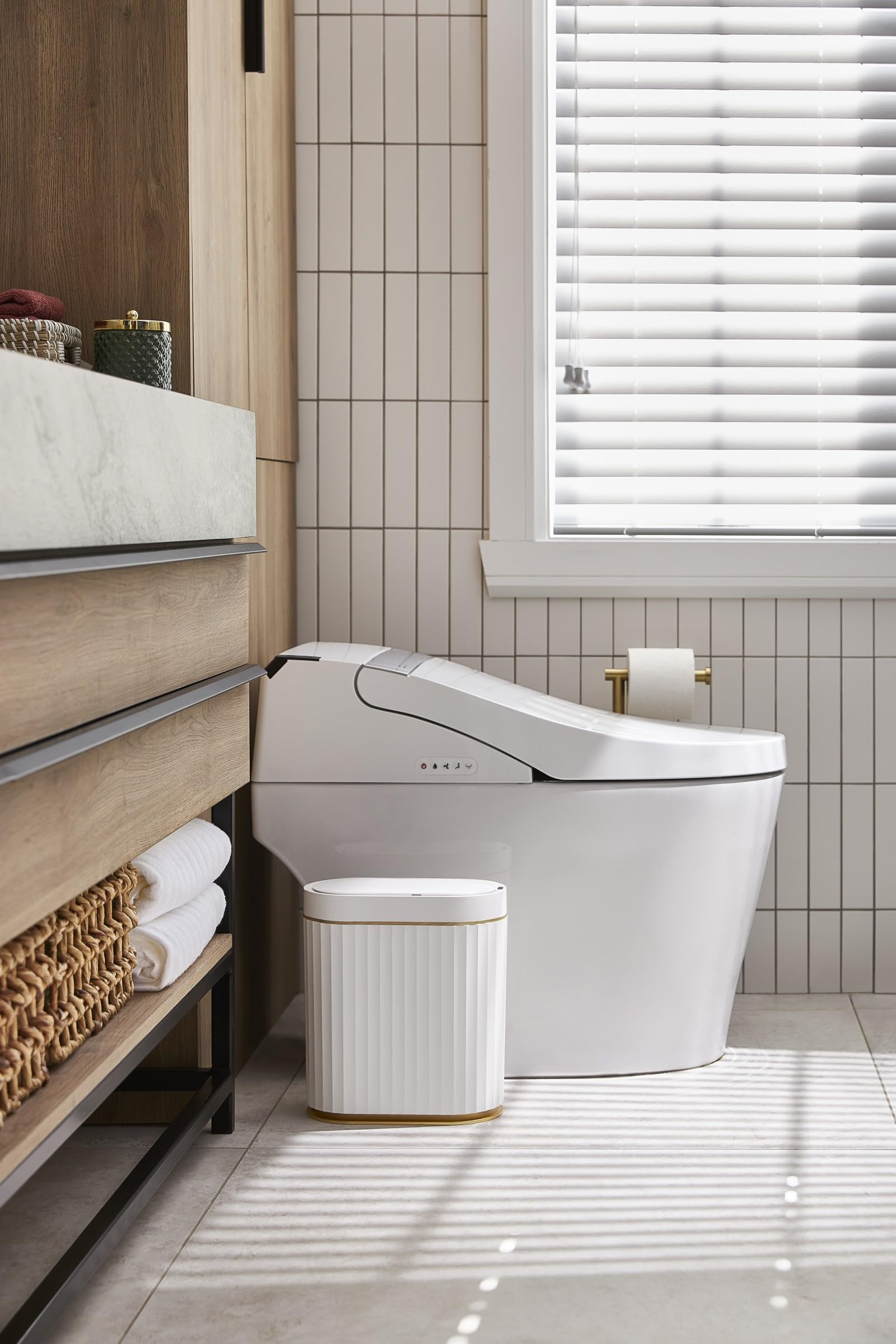 ELPHECO Automatic Motion Sensor Trash Can - 2 Gallon Slimline for Bathroom, Bedroom, Kitchen, Off... | Amazon (US)