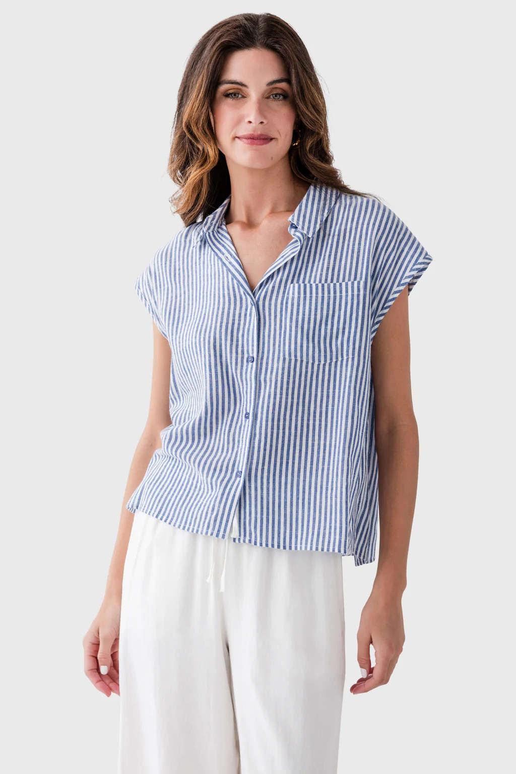 Stripe Dolman Sleeve Buttondown Top | Social Threads