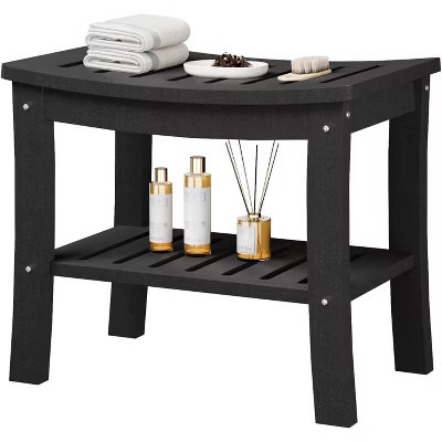 HDPE Shower Bench Stool w/ Storage Shelf - Waterproof Non-Slip Bathtub Seat, 300lb Capacity for Bathroom, Shower & Elderly Support | Target