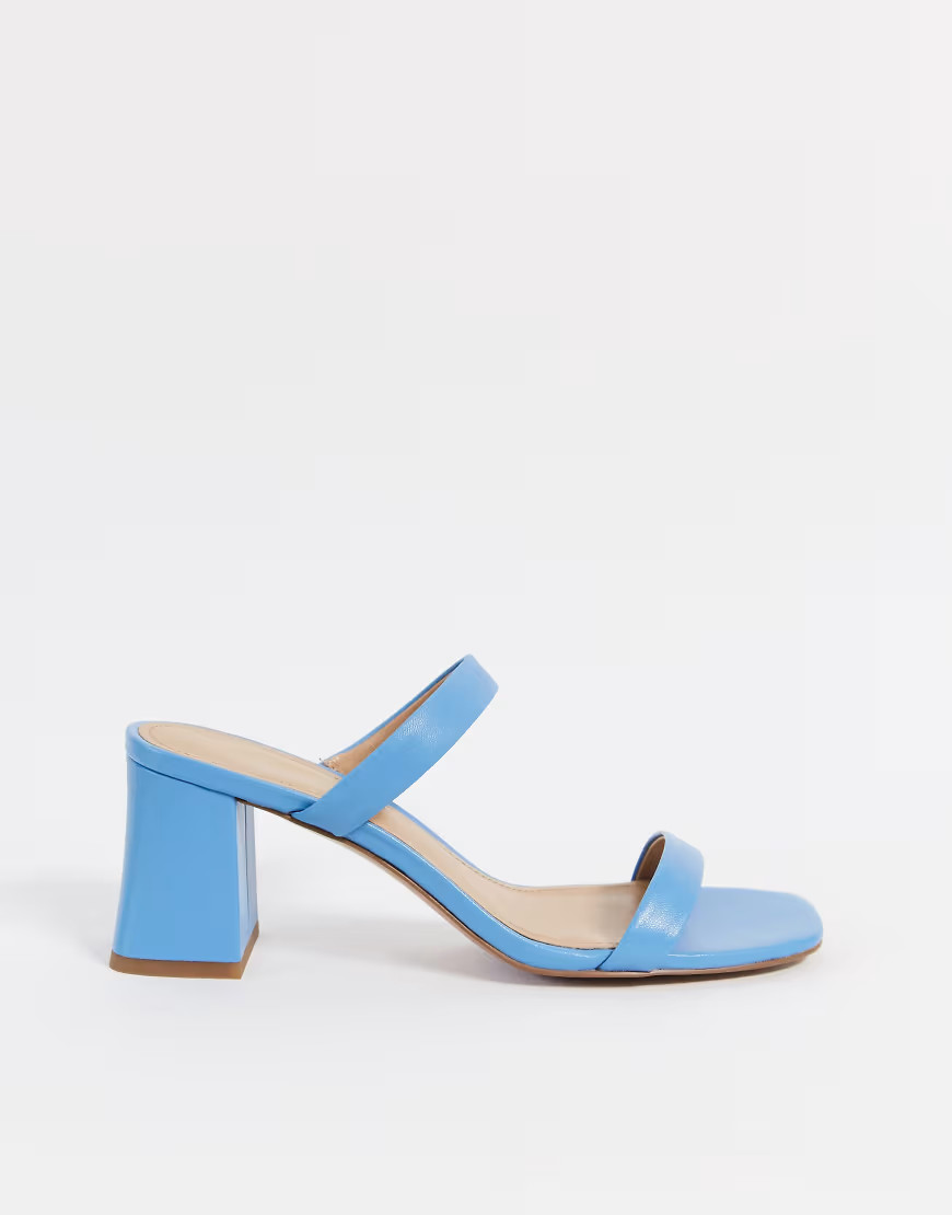 & Other Stories leather square toe heeled sandal in blue-Blues | ASOS (Global)