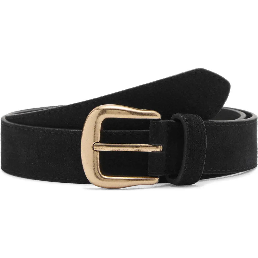 MANGO Suede Belt in Black at Nordstrom, Size X-Large | Nordstrom