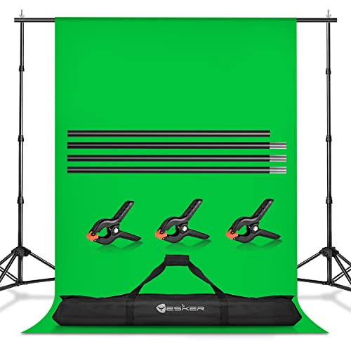 Yesker 8.5x10ft Green Screen Backdrop Kit with Stand Photography Greenscreen Background Support System with 6x9ft Muslin Chromakey Backdrop and Clamp for Photo Video Studio Portrait Product Shooting | Amazon (US)