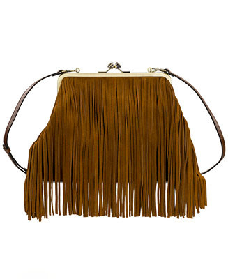 Vivienne Medium Suede Fringe Kiss-Lock Frame Handbag | Macy's