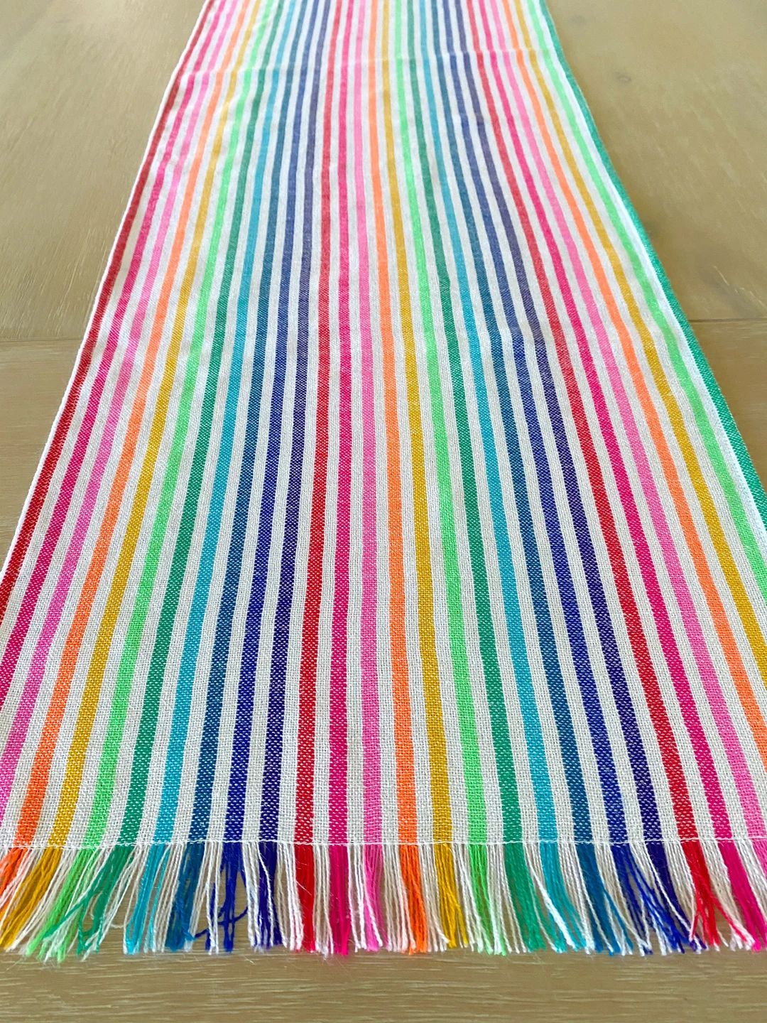 Rainbow Table Runner Tablecloth or Napkins. Colorful White - Etsy | Etsy (US)