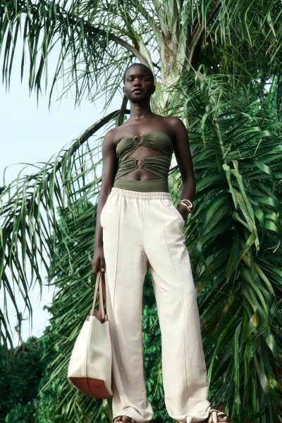 Linen-blend Pants - High waist - Long - Black - Ladies | H&M US | H&M (US + CA)