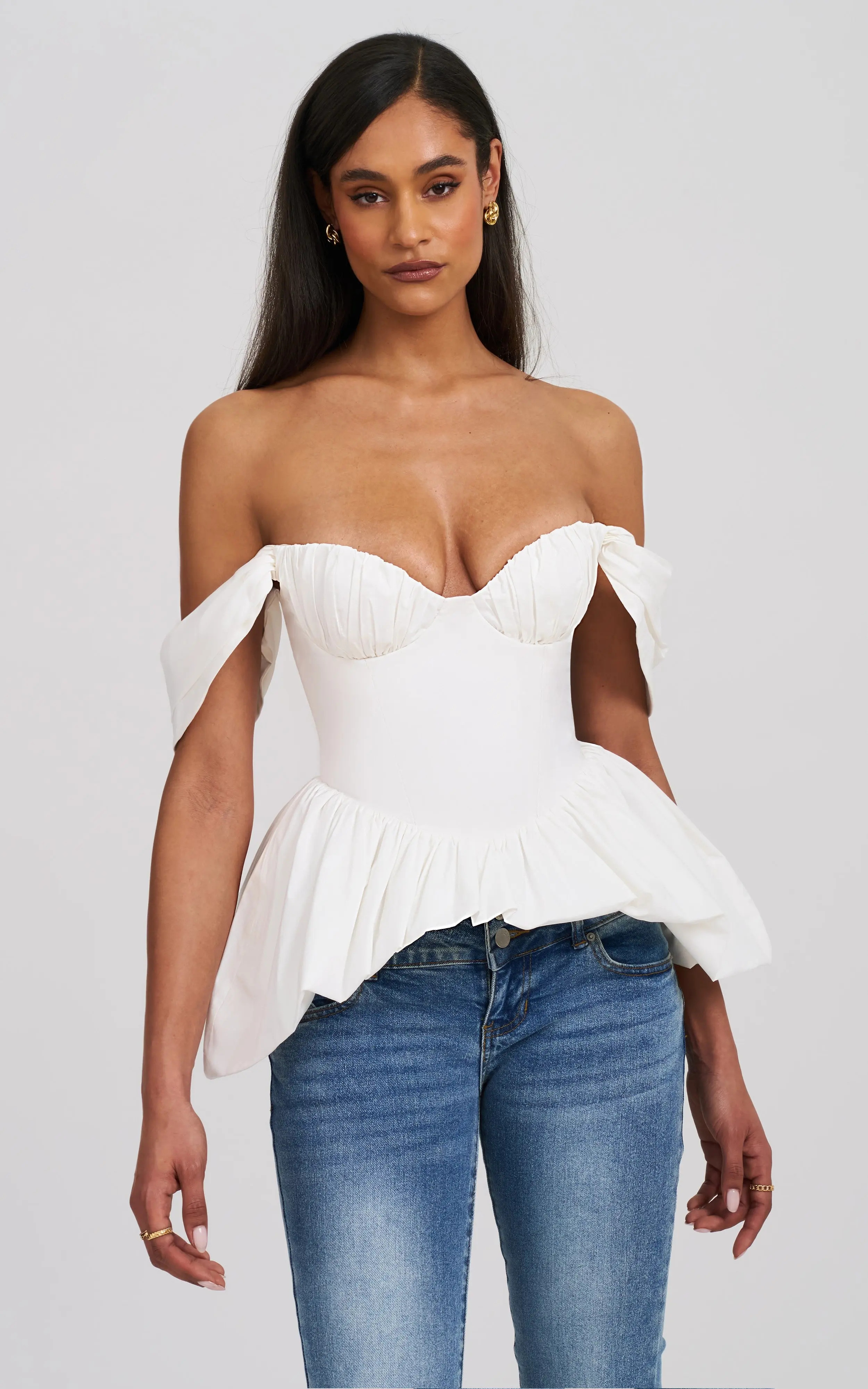 Miss Circle Qistina Off-shoulder Bubble Hem Peplum Cotton Top (Women) | Nordstrom | Nordstrom
