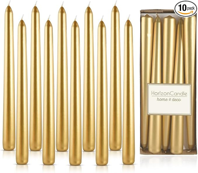 Horizon Unscented Taper Candles 10 Pieces 0.8" x 9.84" Inches | Smokeless and Drip Less Tapered C... | Amazon (US)
