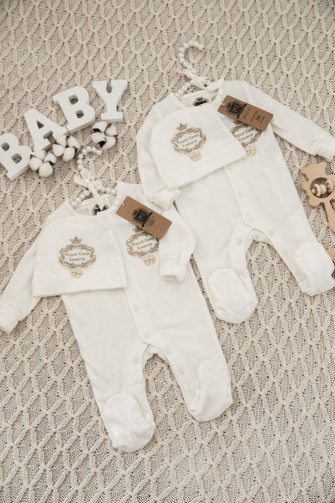 100% ORGANIC COTTON set for Newborn BABY jumpsuit and hat / overalls and bonnet / in a labor&deli... | Etsy (US)