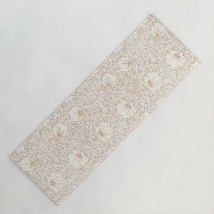 William Morris Pimpernel Cochineal Pink Pastel Floral Yoga Mat | Society6