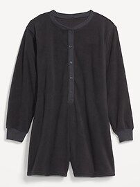 Fleece Henley Pajama Romper -- 3.5-inch inseam | Old Navy (US)