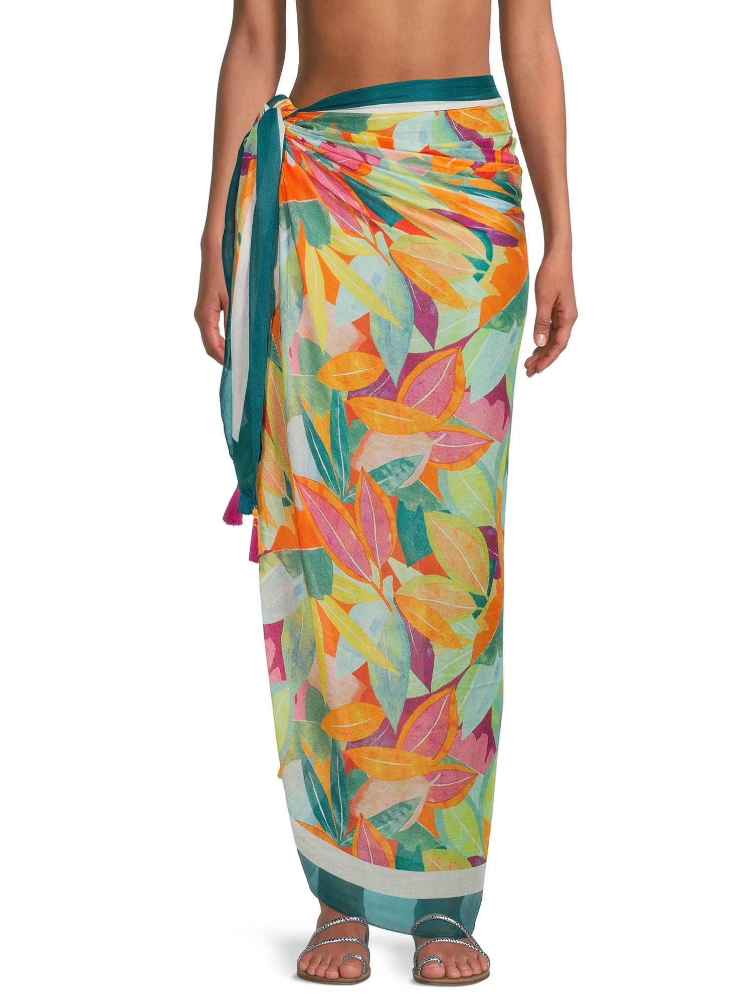 Time & Tru Women’s TT Pareo Swimwear Cover-up, Multi-use Wrap for Women, Beach Wrap | Walmart (US)