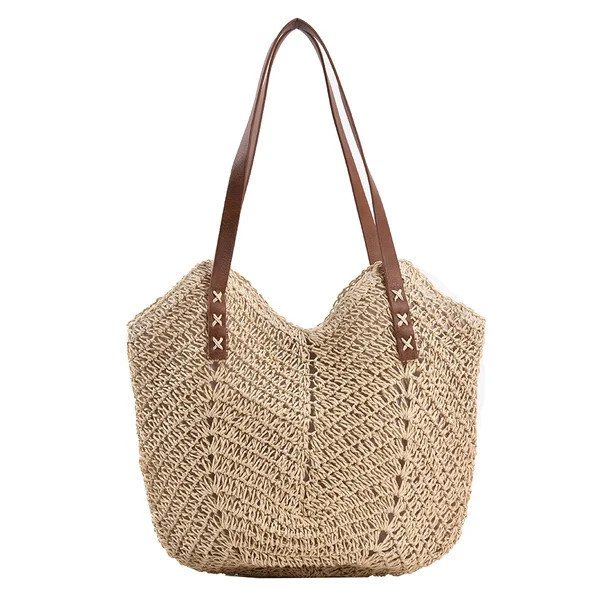 YFMHA Bohemian Hand Woven Straw Shoulder Tote Bag Women Large Handbags (Beige) - Walmart.com | Walmart (US)
