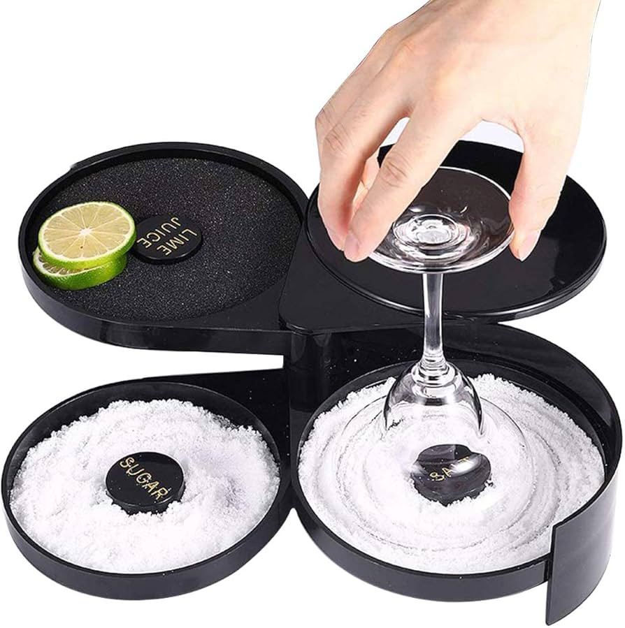 1 Pack 3 Tier Bar Glass Rimmer for Margarita and Cocktail, Bartender Tool,Salt Box Spice Containe... | Amazon (US)