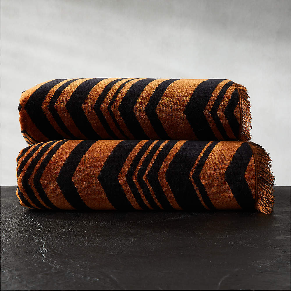 Onca Organic Cotton Black and Tawny Hand Towel + Reviews | CB2 | CB2