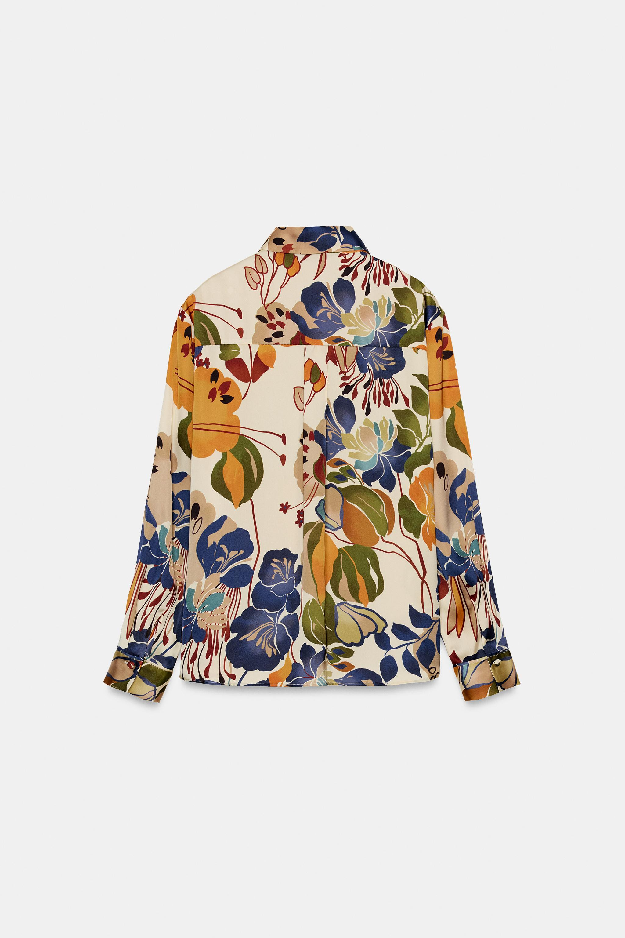 PRINTED SATIN EFFECT BLOUSE | Zara US