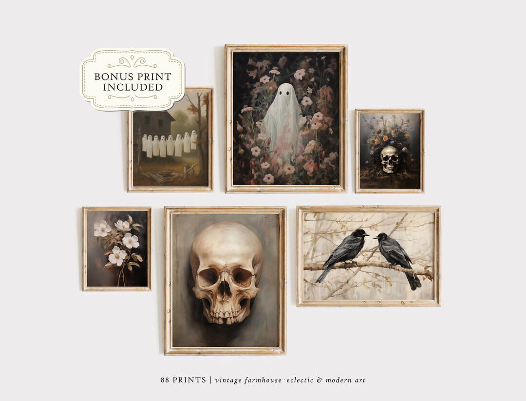 Moody Halloween Set of 6, Printable Halloween Gallery Set, Aesthetic Halloween Art, Farmhouse Gal... | Etsy (US)