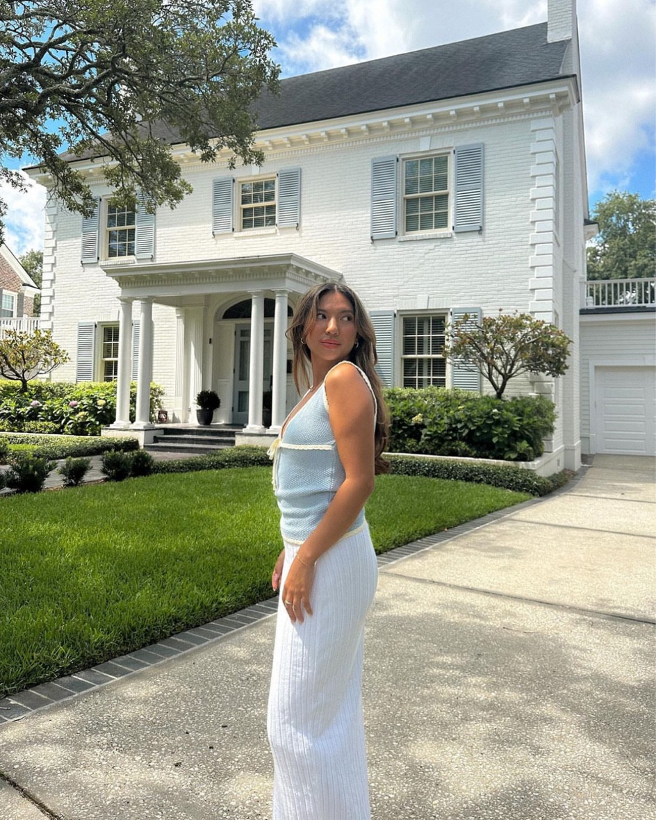 Top is djerf avenue skirt is sndys and shoes are an old fave from asos but linked similar. Love this blue and white color combo and knit textures 🤍🦋

#LTKfindsunder50 #LTKSeasonal #LTKfindsunder100