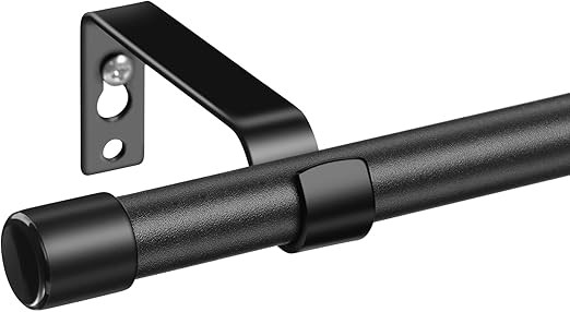 Black Curtain Rods for Windows 48 to 84” - 5/8 Inch Blackout Curtain Rod Set - Heavy Duty Metal... | Amazon (US)