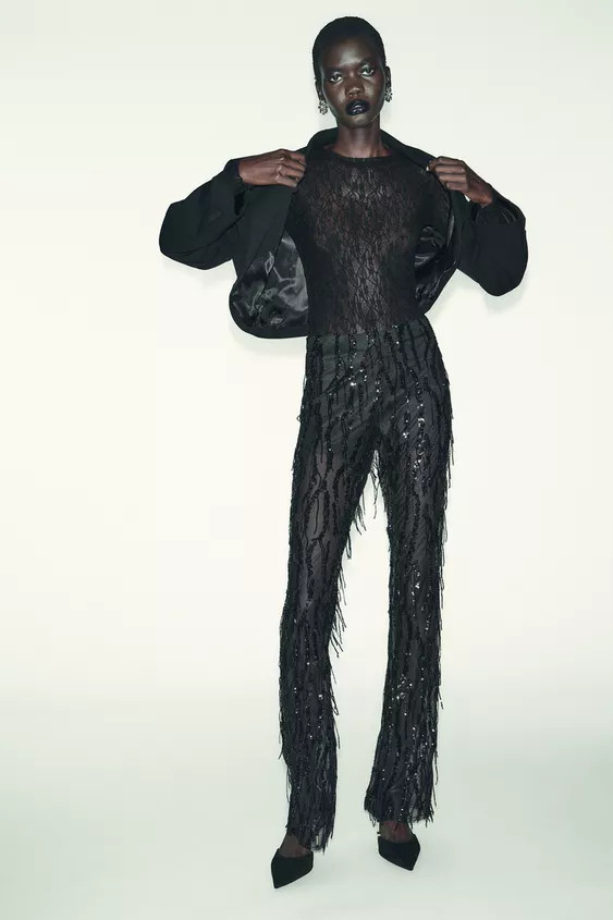 LONG SLEEVE LACE TOP | Zara UK