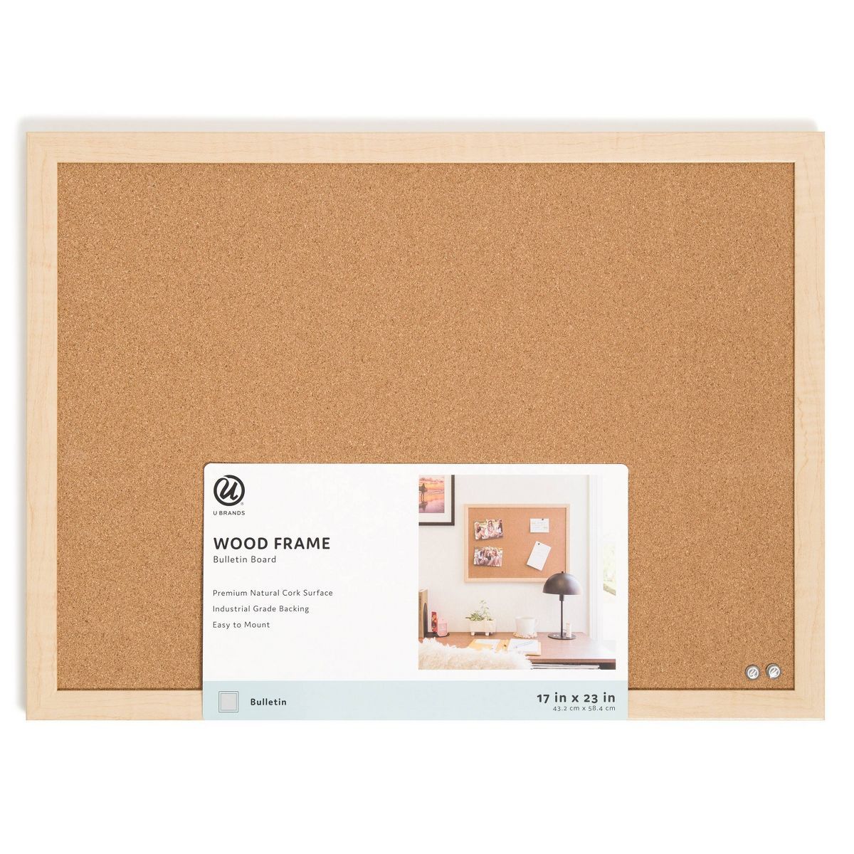 U Brands 17"x23" Birch Frame Cork Bulletin Board with Wood Frame | Target
