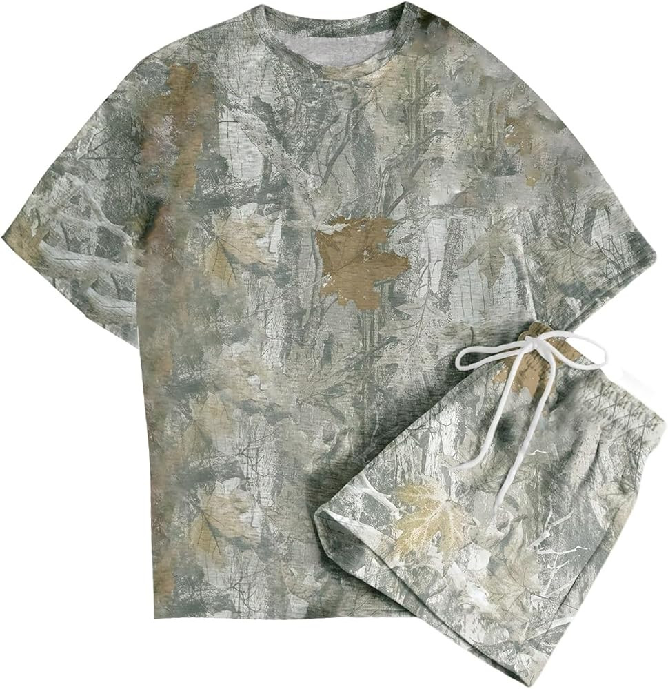 SOLY HUX Womens 2 Piece Summer Outfit Shorts Set Camo T Shirt and Shorts | Amazon (US)