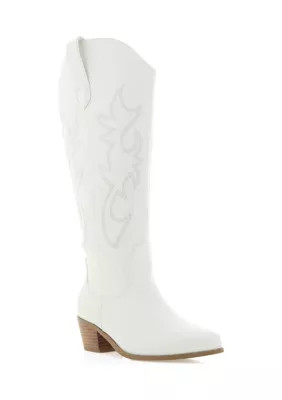 Billini Women's Urson Curve Boots, White, 7W | Belk