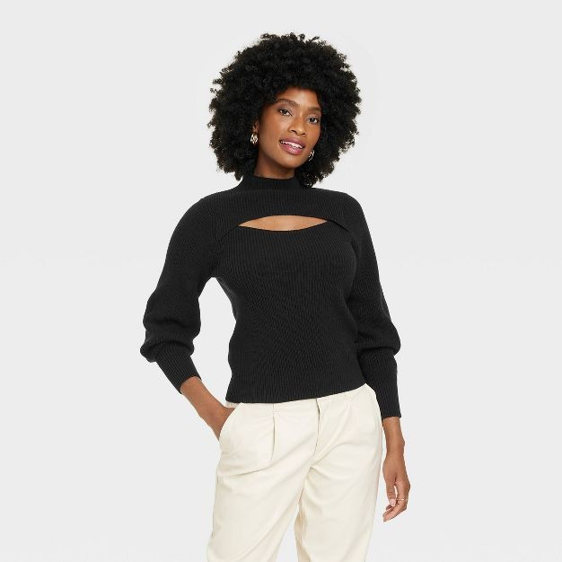 Women's Mock Turtleneck Cut Out Sweater - A New Day™ | Target
