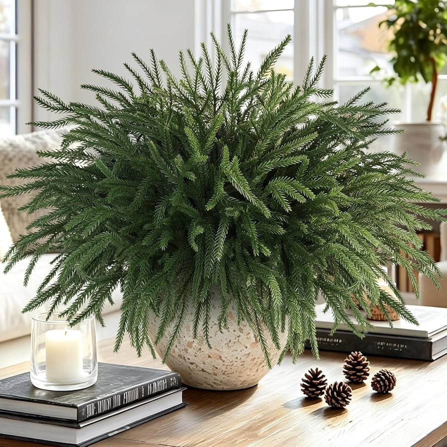 AGIRL 16Pcs Real Touch Norfolk Pine Stems,Christmas Branches Greenery Picks | Amazon (US)