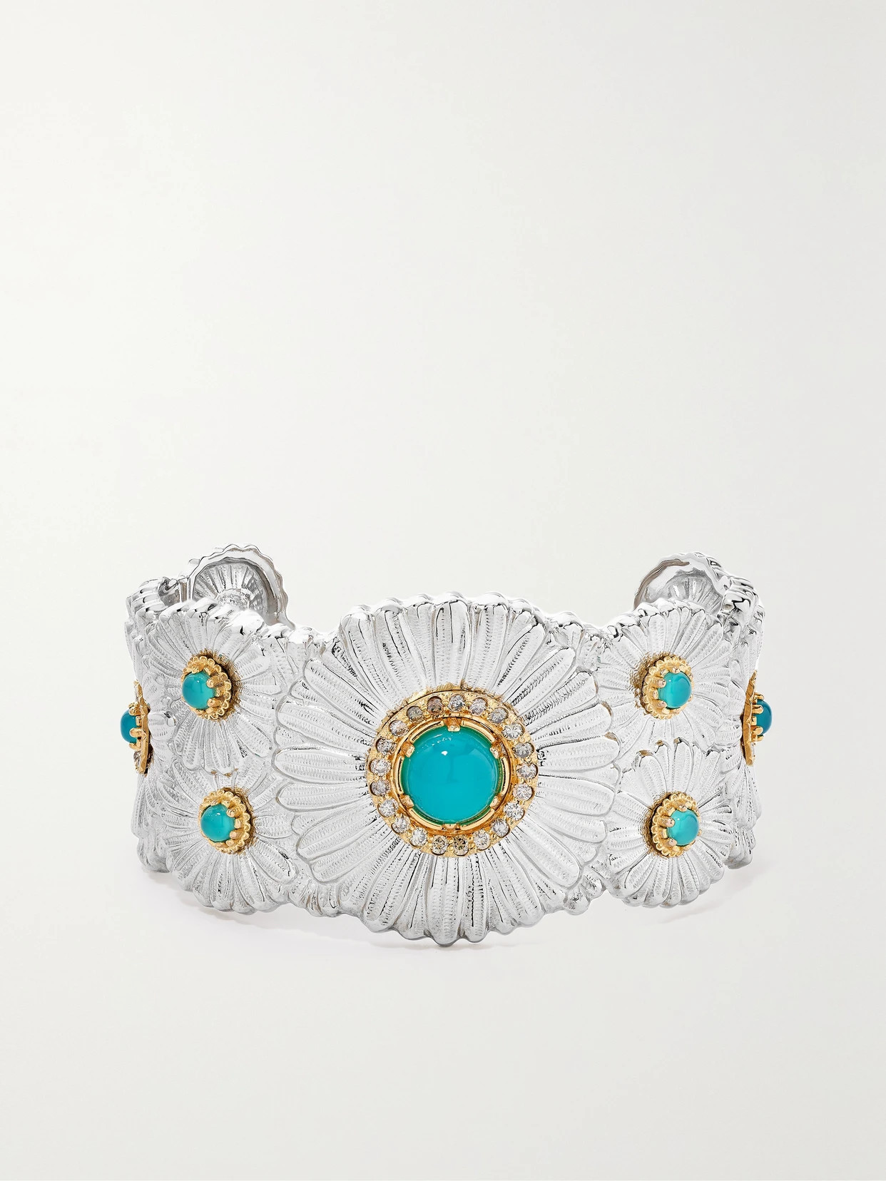 Buccellati - Daisy Blossoms Gold-plated, Agate And Diamond Cuff - Silver | NET-A-PORTER (US)