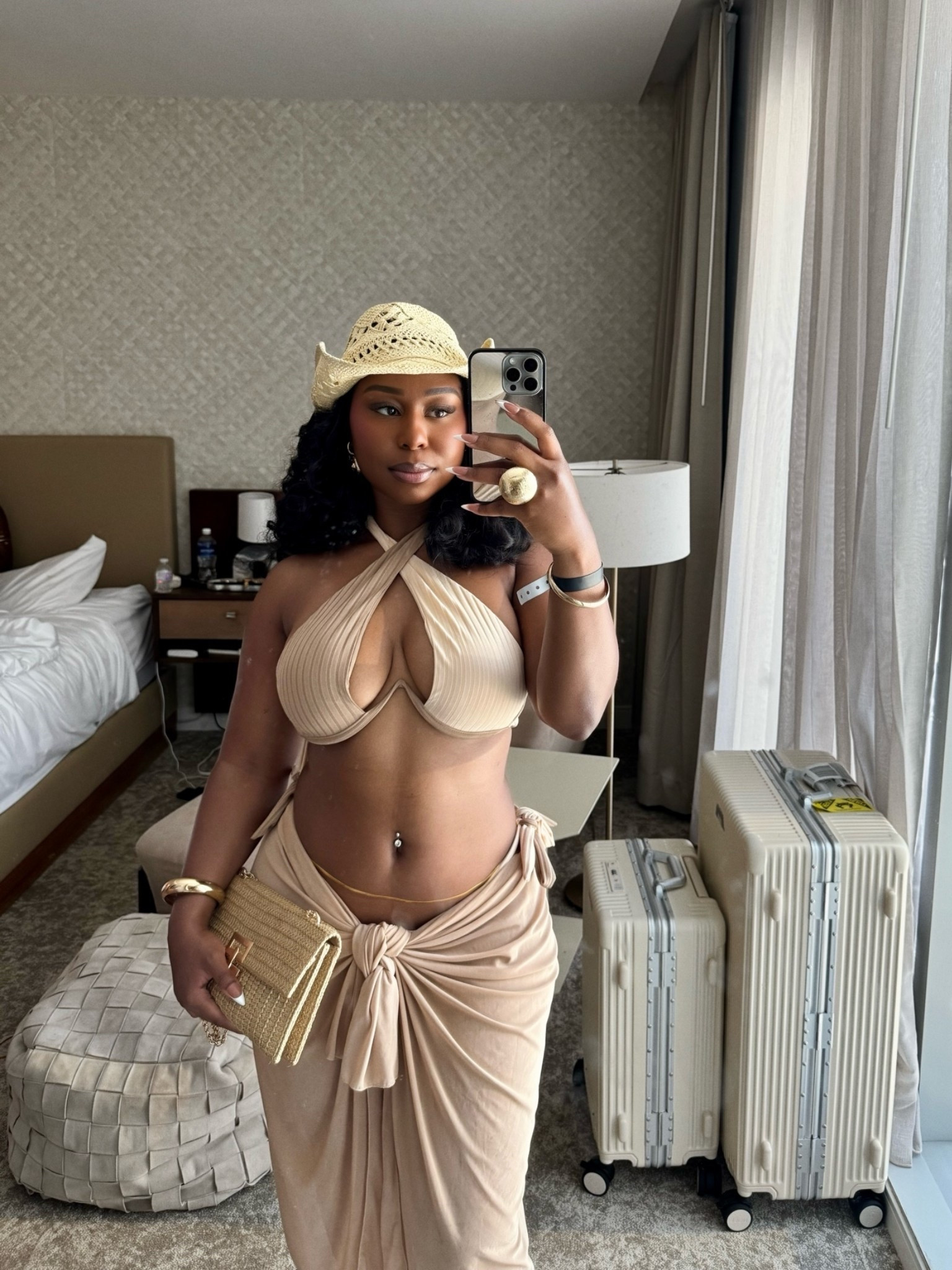 Beach Club Look ☀️

Exact suit is Fashion Nova. Similar options are linked! 🤎

Beach club outfit, vacation outfit, resort wear, swimwear, bikini, bikini cover up, sarong, cowboy hat, beach vacation, tropical vacation, neutral outfit, nude swimwear, woven clutch, gold jewelry, waist chain, summer style, poolside outfit, vacation fashion, island style, travel outfit

#LTKTravel #LTKSwim #LTKootd