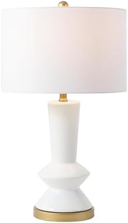 JONATHAN Y 27" White/Gold Modern Ceramic Table Lamp for Bedroom Living Room, with White Linen Sha... | Amazon (US)