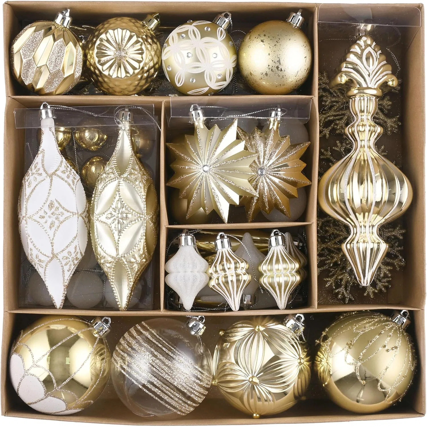 Valery Madelyn  Christmas Tree Ornaments Set, 80ct White and Gold Shatterproof Christmas Tree Dec... | Wayfair North America