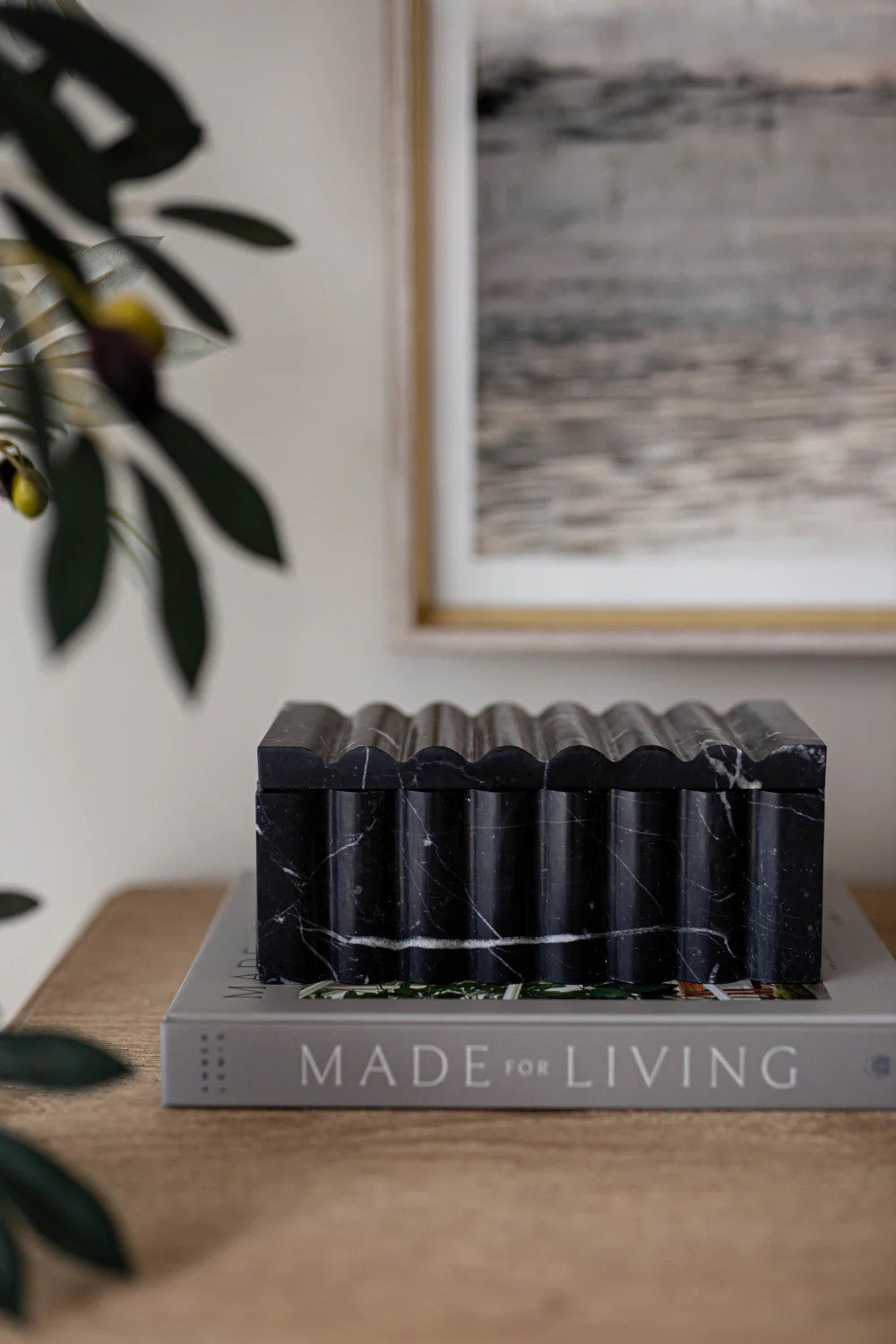 Marble Fluted Decor Box Black | Luxe B Co