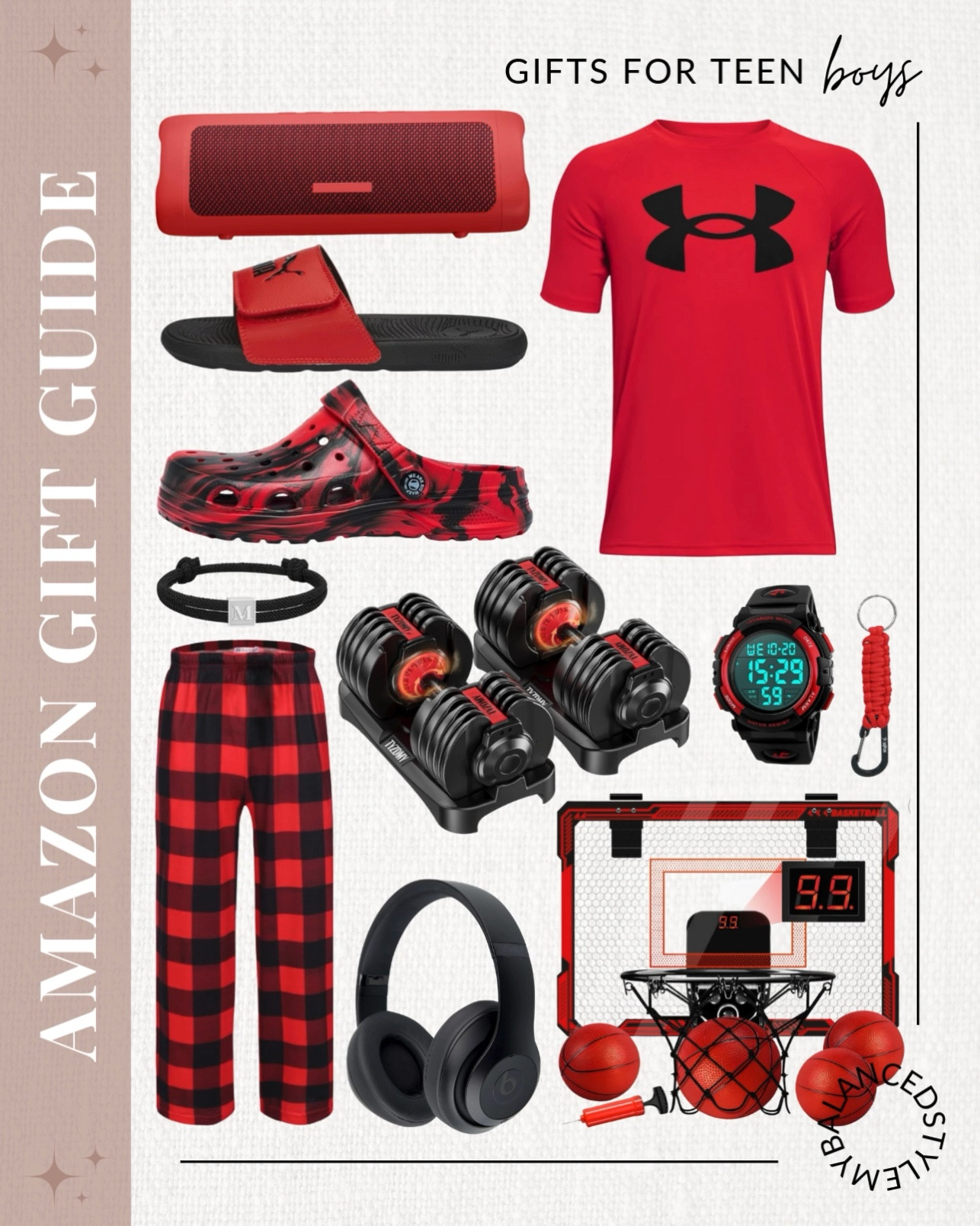 Amazon gifts for teen boys

Gaming headsets
Wireless earbuds
Hoodies and sweatshirts
Graphic tees
LED room lights
Sports water bottles
Controller accessories
Cologne sampler sets

#LTKSaleAlert #LTKHoliday #LTKGiftGuide