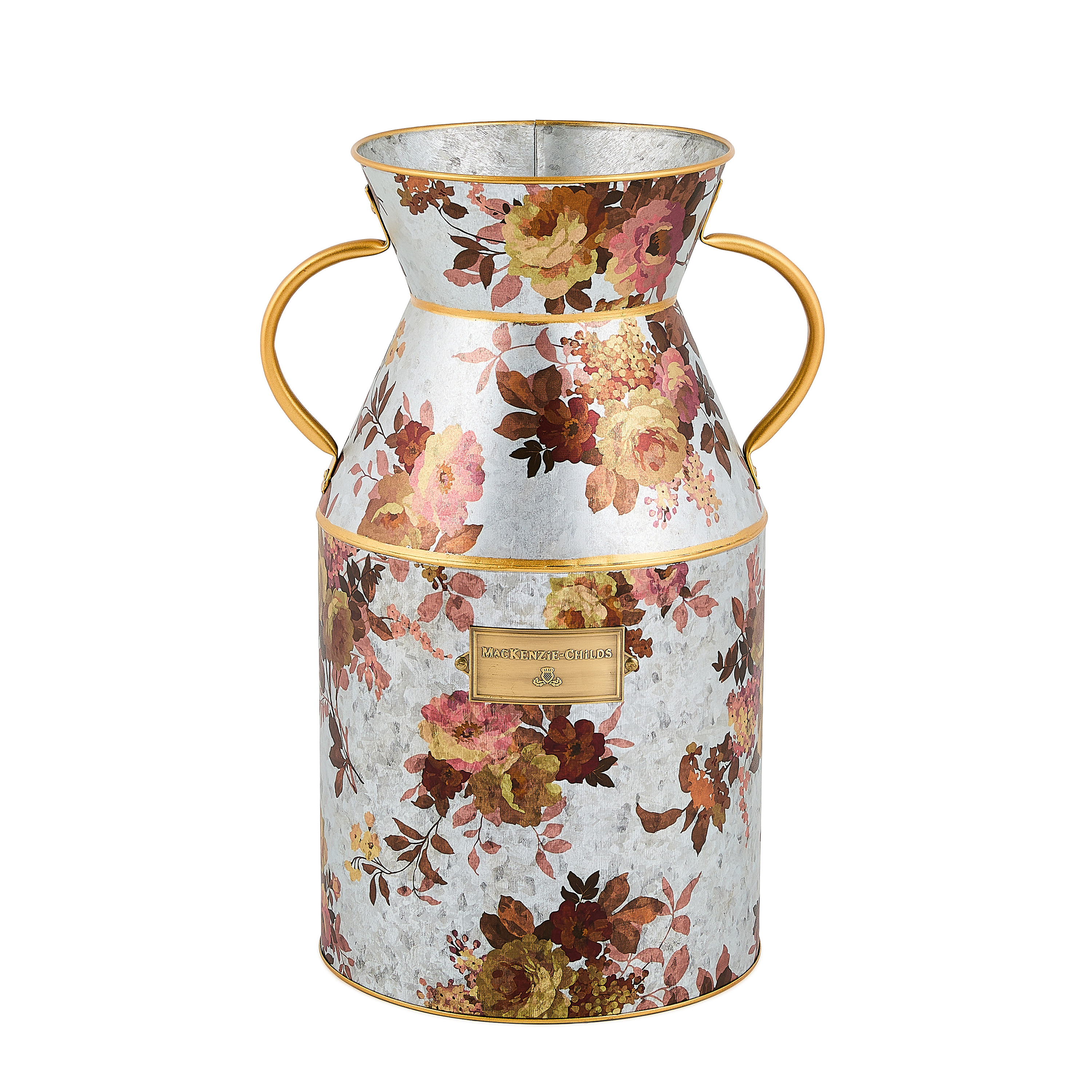 MacKenzie-Childs Wild Rose Galvanized Small Milk Can