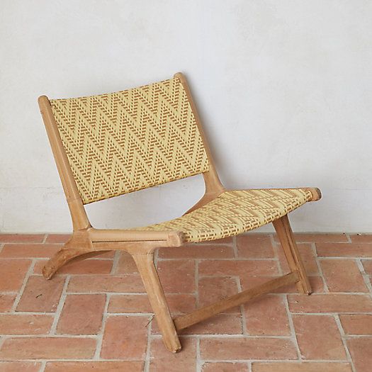 Havana Wicker + Teak Armless Chair | Terrain